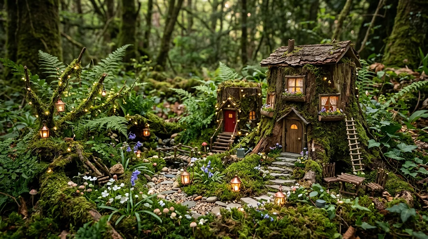 Bring in tiny furniture to make the space feel lived in inspiration for a fairy garden.
